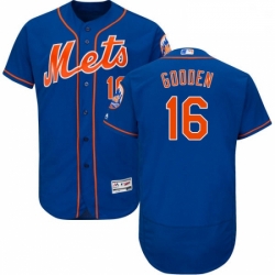 Mens Majestic New York Mets 16 Dwight Gooden Royal Blue Alternate Flex Base Authentic Collection MLB Jersey