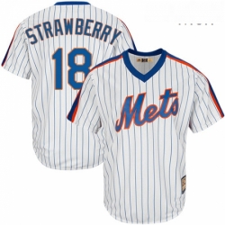 Mens Majestic New York Mets 18 Darryl Strawberry Authentic White Cooperstown MLB Jersey