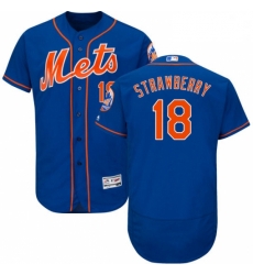 Mens Majestic New York Mets 18 Darryl Strawberry Royal Blue Alternate Flex Base Authentic Collection MLB Jersey