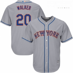 Mens Majestic New York Mets 20 Neil Walker Replica Grey Road Cool Base MLB Jersey