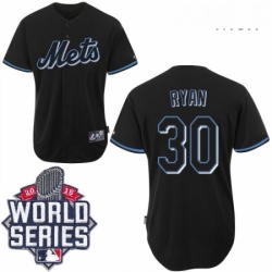 Mens Majestic New York Mets 30 Nolan Ryan Authentic Black Fashion 2015 World Series MLB Jersey