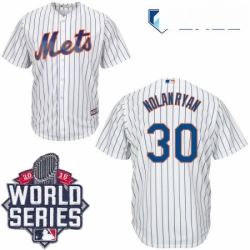 Mens Majestic New York Mets 30 Nolan Ryan Authentic White Home Cool Base 2015 World Series MLB Jersey