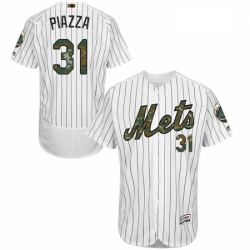 Mens Majestic New York Mets 31 Mike Piazza Authentic White 2016 Memorial Day Fashion Flex Base MLB Jersey