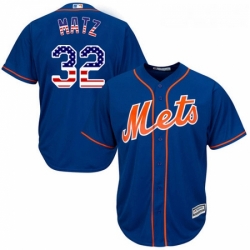 Mens Majestic New York Mets 32 Steven Matz Replica Royal Blue USA Flag Fashion MLB Jersey