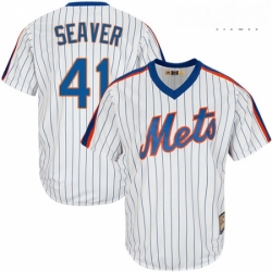 Mens Majestic New York Mets 41 Tom Seaver Authentic White Cooperstown MLB Jersey