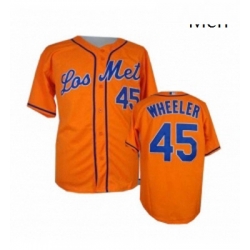 Mens Majestic New York Mets 45 Zack Wheeler Authentic Orange Los Mets Cool Base MLB Jersey