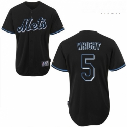 Mens Majestic New York Mets 5 David Wright Authentic Black Fashion MLB Jersey