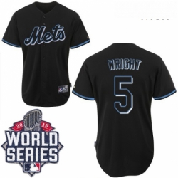 Mens Majestic New York Mets 5 David Wright Replica Black Fashion 2015 World Series MLB Jersey