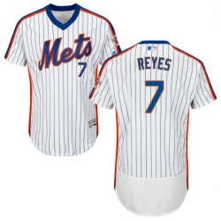 Mens Majestic New York Mets 7 Jose Reyes WhiteRoyal Flexbase Authentic Collection MLB Jersey