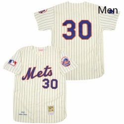 Mens Mitchell and Ness 1969 New York Mets 30 Nolan Ryan Authentic Cream Throwback MLB Jersey