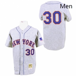 Mens Mitchell and Ness 1969 New York Mets 30 Nolan Ryan Authentic Grey Throwback MLB Jersey