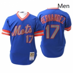 Mens Mitchell and Ness New York Mets 17 Keith Hernandez Authentic Blue Throwback MLB Jersey