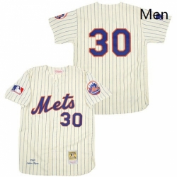 Mens Mitchell and Ness New York Mets 30 Nolan Ryan Replica WhiteBlue Strip Throwback MLB Jersey