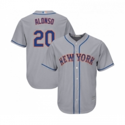 Mens New York Mets 20 Pete Alonso Replica Grey Road Cool Base Baseball Jersey 