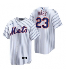 Men's New York Mets #23 Javier Baez White Replica Home Nike Jersey