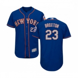 Mens New York Mets 23 Keon Broxton Royal Gray Alternate Flex Base Authentic Collection Baseball Jersey