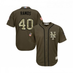 Mens New York Mets 40 Wilson Ramos Authentic Green Salute to Service Baseball Jersey 