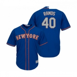 Mens New York Mets 40 Wilson Ramos Replica Royal Blue Alternate Road Cool Base Baseball Jersey 