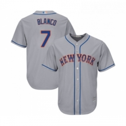 Mens New York Mets 7 Gregor Blanco Replica Grey Road Cool Base Baseball Jersey 