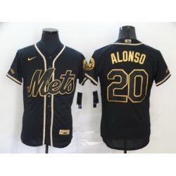 Mets 20 Pete Alonso Black Gold 2020 Nike Flexbase Jersey