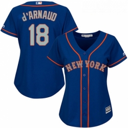 Womens Majestic New York Mets 18 Travis dArnaud Authentic Royal Blue Alternate Road Cool Base MLB Jersey