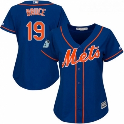 Womens Majestic New York Mets 19 Jay Bruce Replica Royal Blue Alternate Home Cool Base MLB Jersey 