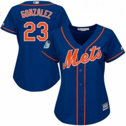 Womens Majestic New York Mets 23 Adrian Gonzalez Authentic Royal Blue Alternate Home Cool Base MLB Jersey 