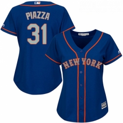 Womens Majestic New York Mets 31 Mike Piazza Authentic Royal Blue Alternate Road Cool Base MLB Jersey