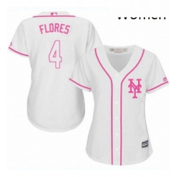 Womens Majestic New York Mets 4 Wilmer Flores Replica White Fashion Cool Base MLB Jersey