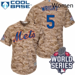 Womens Majestic New York Mets 5 David Wright Replica Camo 2015 World Series MLB Jersey