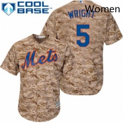 Womens Majestic New York Mets 5 David Wright Replica Camo MLB Jersey