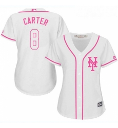 Womens Majestic New York Mets 8 Gary Carter Authentic White Fashion Cool Base MLB Jersey