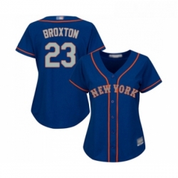 Womens New York Mets 23 Keon Broxton Authentic Royal Blue Alternate Road Cool Base Baseball Jersey 