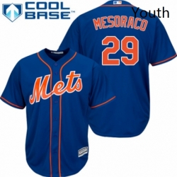 Youth Majestic New York Mets 29 Devin Mesoraco Authentic Royal Blue Alternate Home Cool Base MLB Jersey 