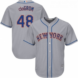 Youth Majestic New York Mets 48 Jacob deGrom Replica Grey Road Cool Base MLB Jersey