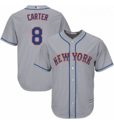 Youth Majestic New York Mets 8 Gary Carter Replica Grey Road Cool Base MLB Jersey