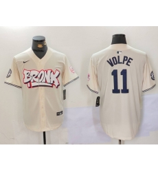 Men New York Yankees 11 Anthony Volpe Cream The Bronx Graffiti V2 Vapor Limited Stitched Baseball Jersey 2