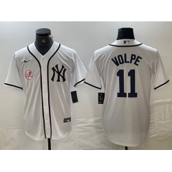 Men New York Yankees 11 Anthony Volpe White Cool Base Stitched Baseball JerseyS 1