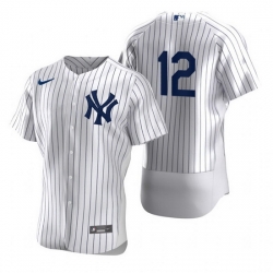 Men New York Yankees 12 Isiah Kiner Falefa White Flex Base Stitched jersey