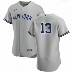 Men New York Yankees 13 Joey Gallo Men Nike Gray Authentic Road MLB Jersey No Name