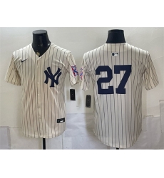 Men New York Yankees  27 Giancarlo Stanton Cream 2026 Field of Dreams Stadium Stitched Baseball Jersey