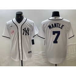 Men New York Yankees 7 Mickey Mantle White Cool Base Stitched Baseball Jersey