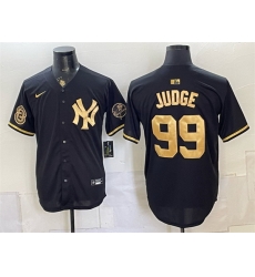 Men New York Yankees 99 Aaron Judge Black Gold With Patch Stitched Baseball Jersey Men New York Yankees 99 Aaron Judge Black Gold With Patch Stitched Baseball Jersey