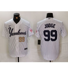 Men New York Yankees 99 Aaron Judge White Cool Base Stitched Baseball Jersey 3