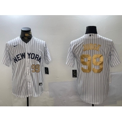 Men New York Yankees 99 Aaron Judge White Pinstripe Fashion Cool Base Jerseys