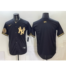 Men New York Yankees Blank Black Gold With Patch Stitched Baseball Jersey Men New York Yankees Blank Black Gold With Patch Stitched Baseball Jersey