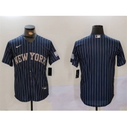 Men New York Yankees Blank Navy Cool Base Stitched Baseball Jersey