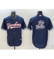 Men New York Yankees Navy Team Big Logo Cool Base Stitched Baseball Jersey 12