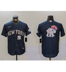 Men New York Yankees Navy Team Big Logo Cool Base Stitched Baseball Jersey 18