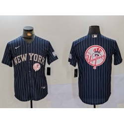 Men New York Yankees Navy Team Big Logo Cool Base Stitched Baseball Jersey 5